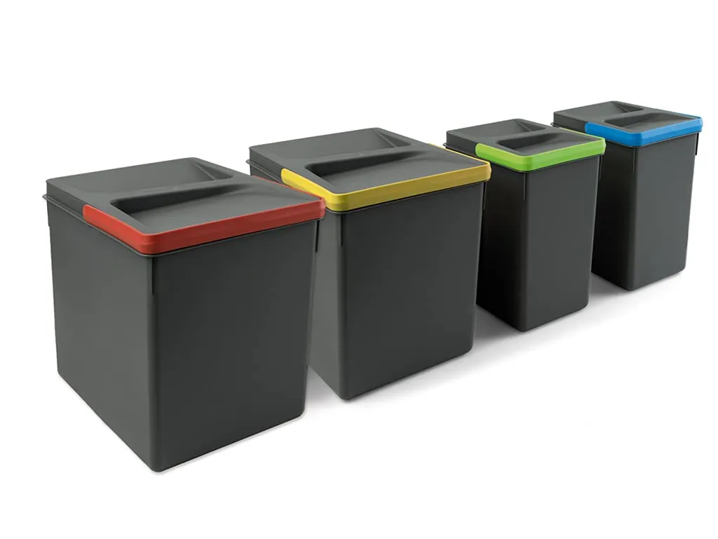 Emuca contenitori differenziata 2x7L H 266 mm grigi per cassetto