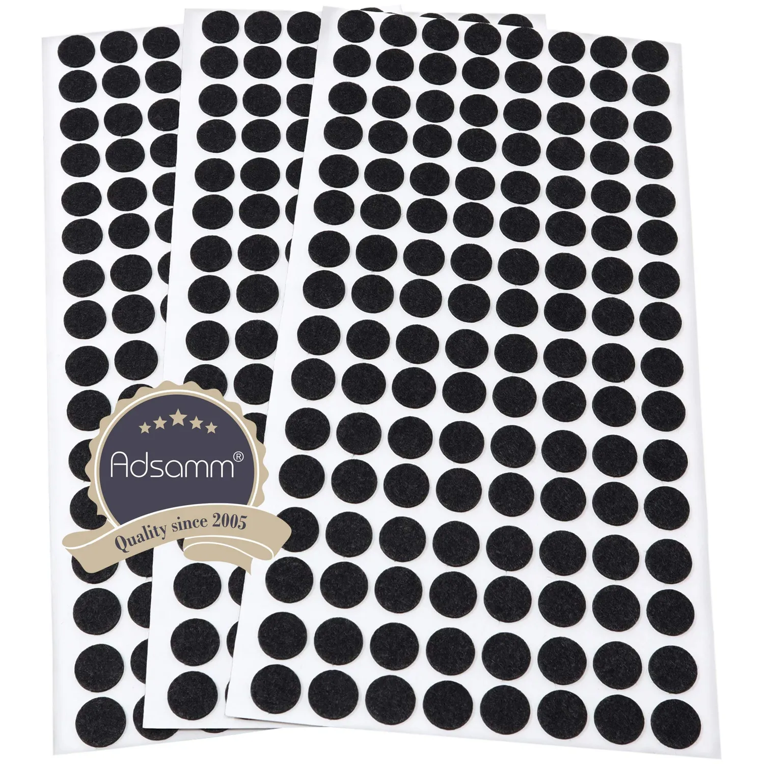 Adsamm feltrini ultrasottili tondi Ø12 mm neri 384 pezzi viscosa