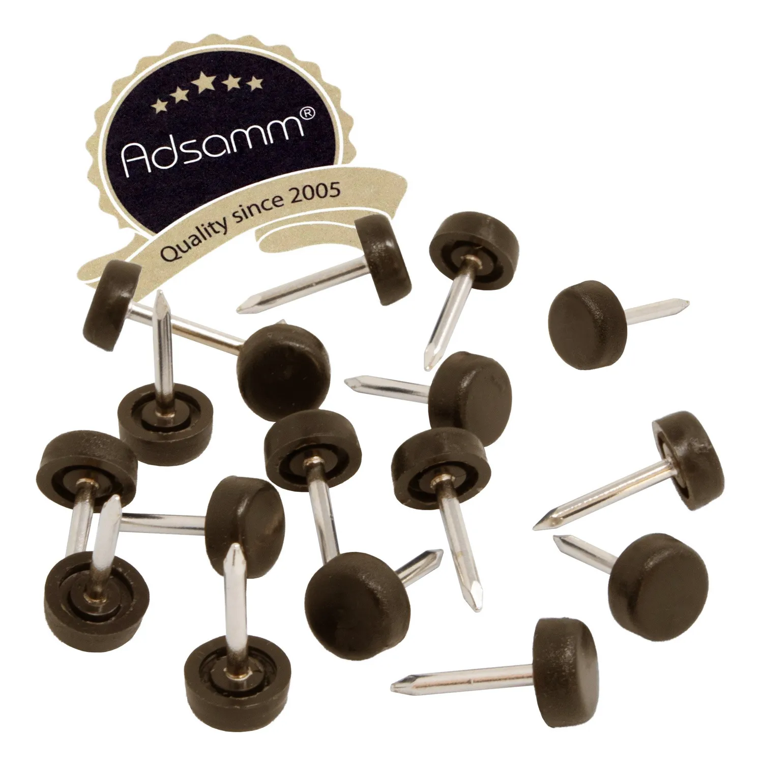 Adsamm PG-N-BR-10-16 Pattini Plastica Ø10 mm Marrone 16 pz