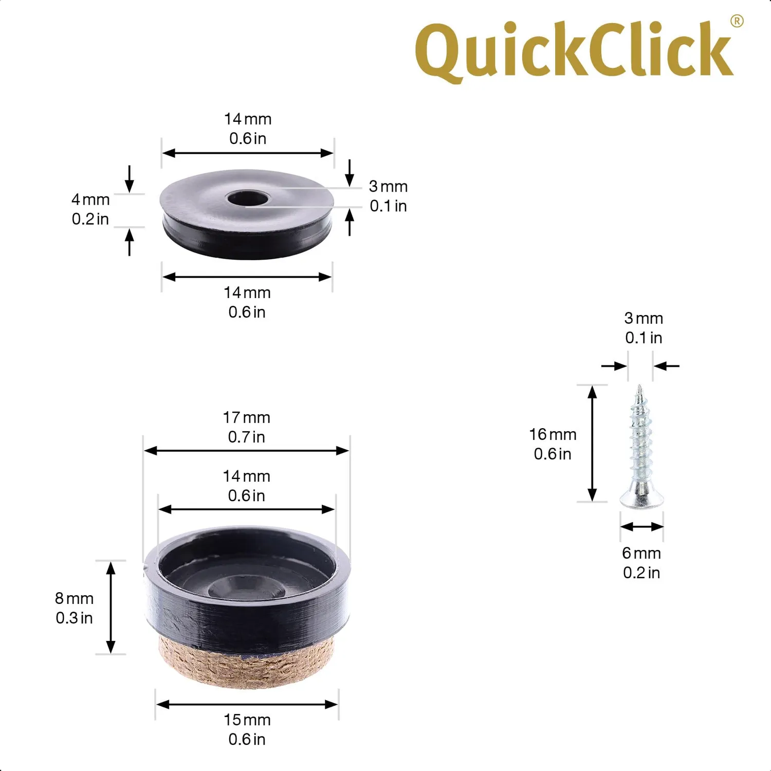 Wagner QuickClick 16791399 feltrini avvitare 17 mm 4pz cotto