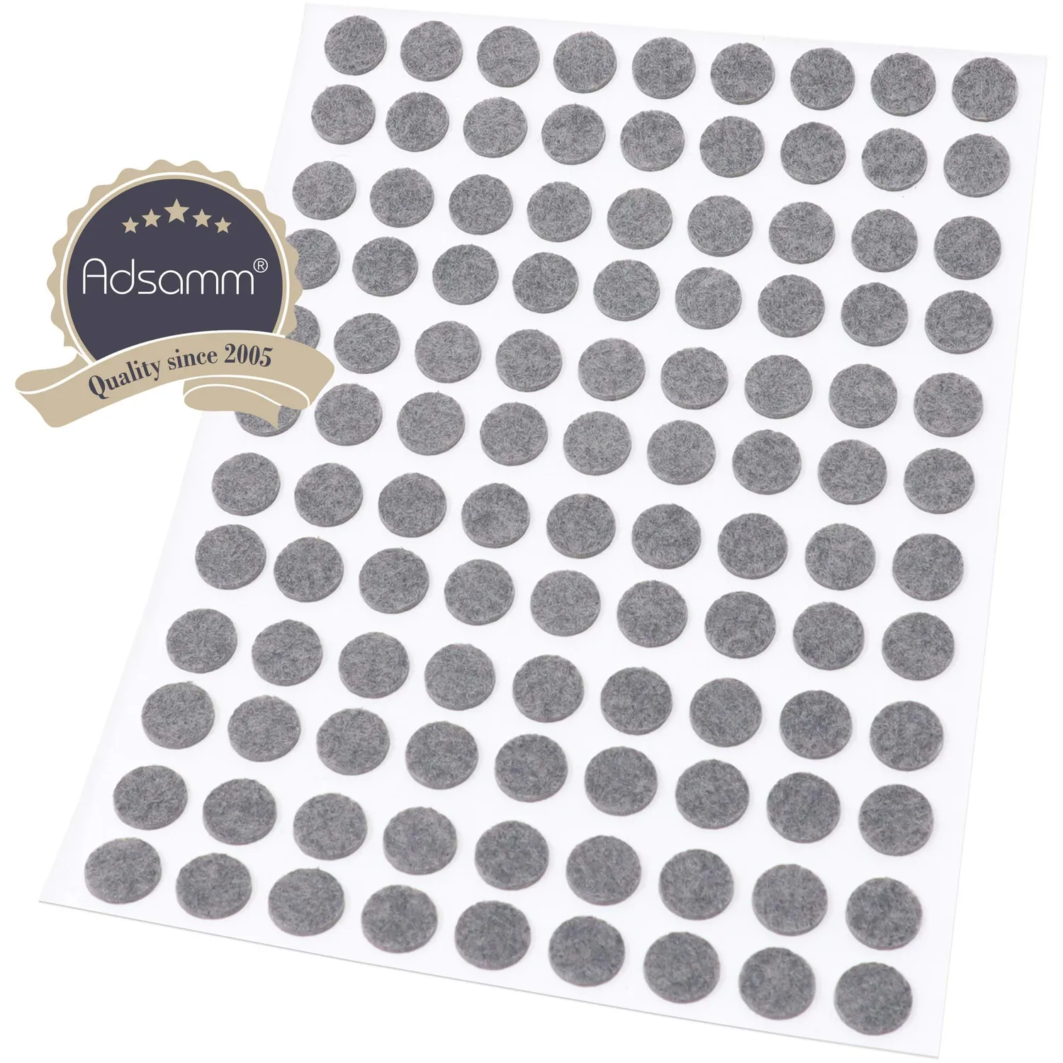 Adsamm feltrini autoadesivi Ø10 mm grigio 108 pezzi ultrasottili