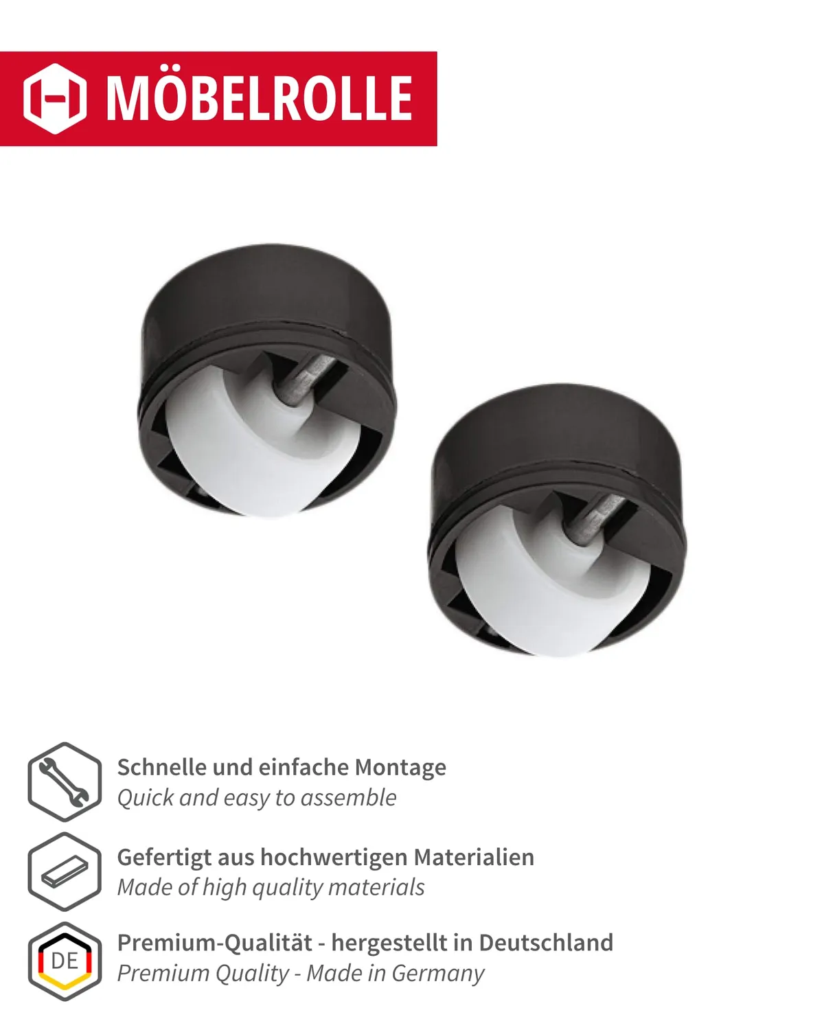 Gedotec rotelle mobili incasso Ø36 mm pavimenti duri 4 pz