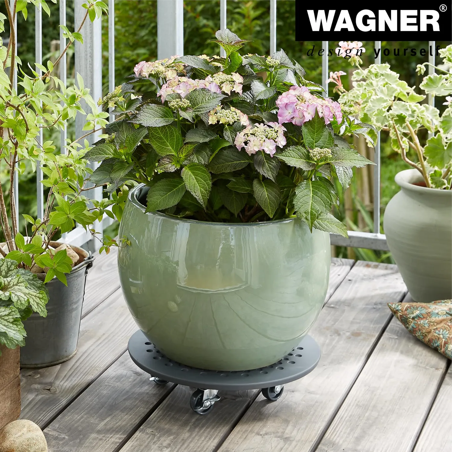 WAGNER Design Cemento sottovaso con ruote Ø 20 mm ardesia