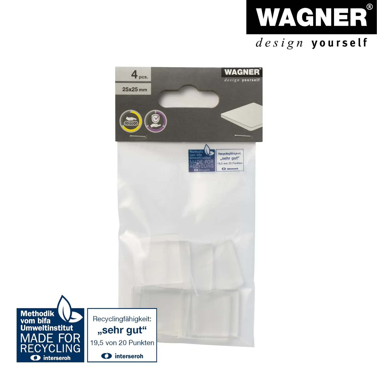Wagner EH 3125 paracolpi silicone 25x25 mm 4 pezzi trasparenti