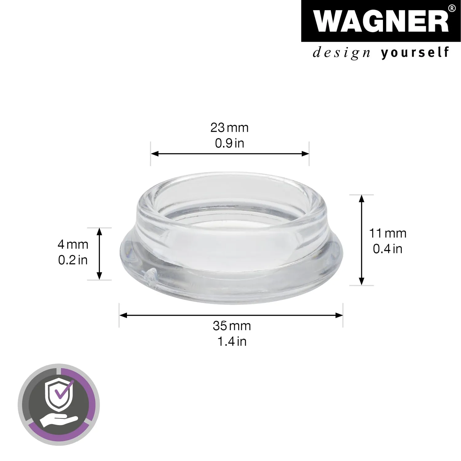 Wagner EH 15042399 sottobicchieri trasparenti 4 pezzi Ø23/35 mm