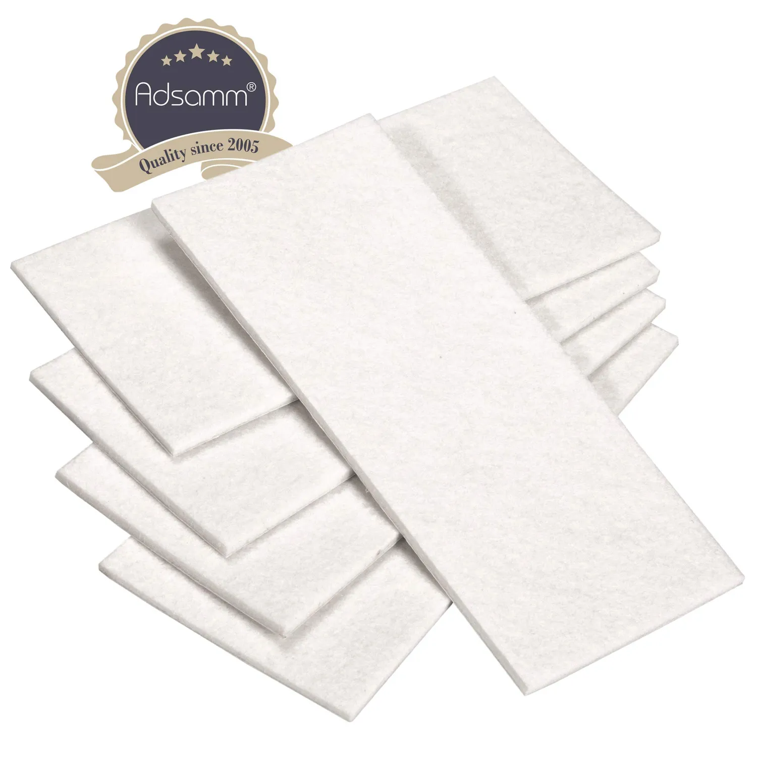 Adsamm fogli feltro autoadesivo 80x180 mm bianco 5 pezzi 3,5 mm