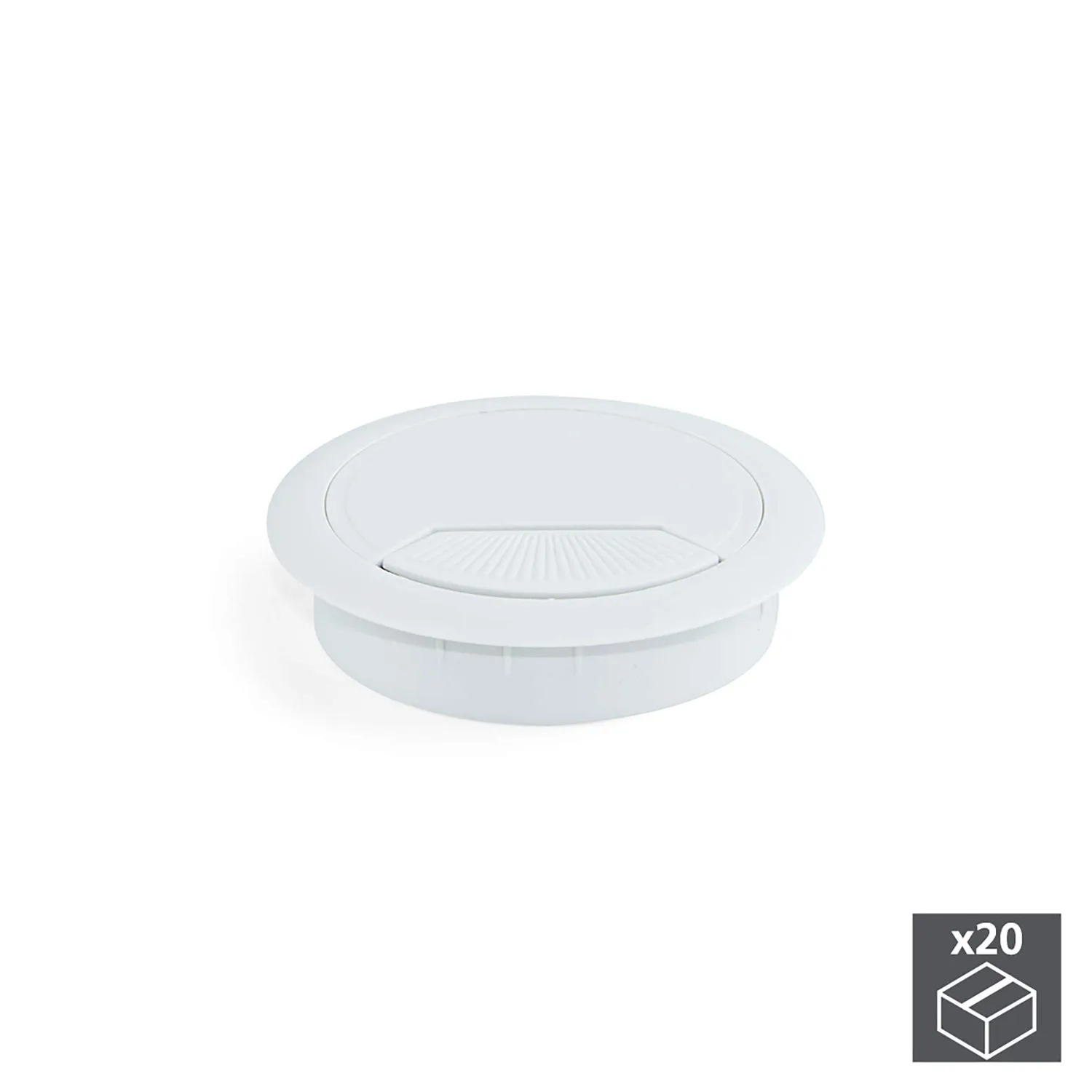 Emuca 3196315 Passacavi Tondo Ø60mm Bianco 20pz Plastica