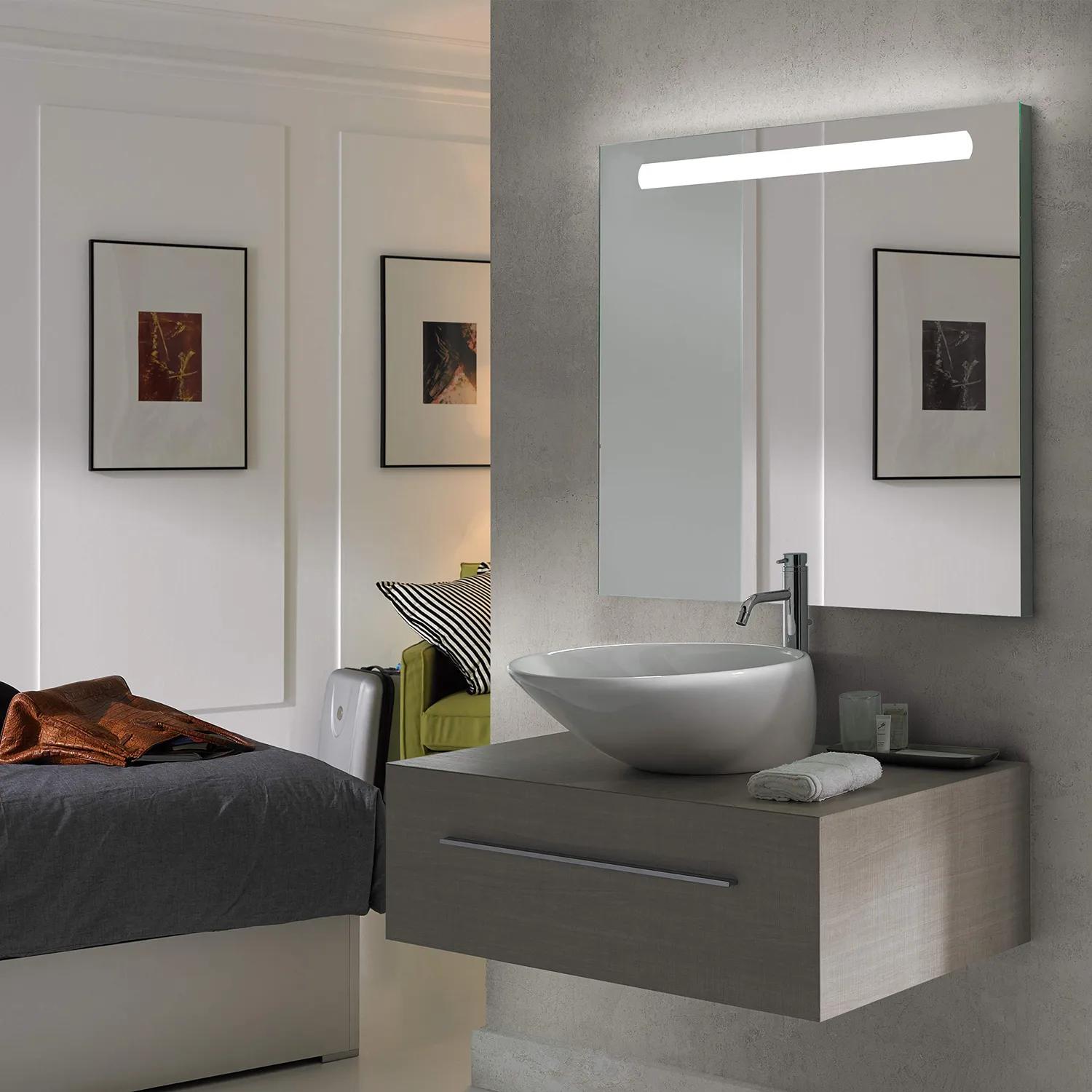 Emuca Specchio bagno LED rettangolare 60x70 cm luce frontale