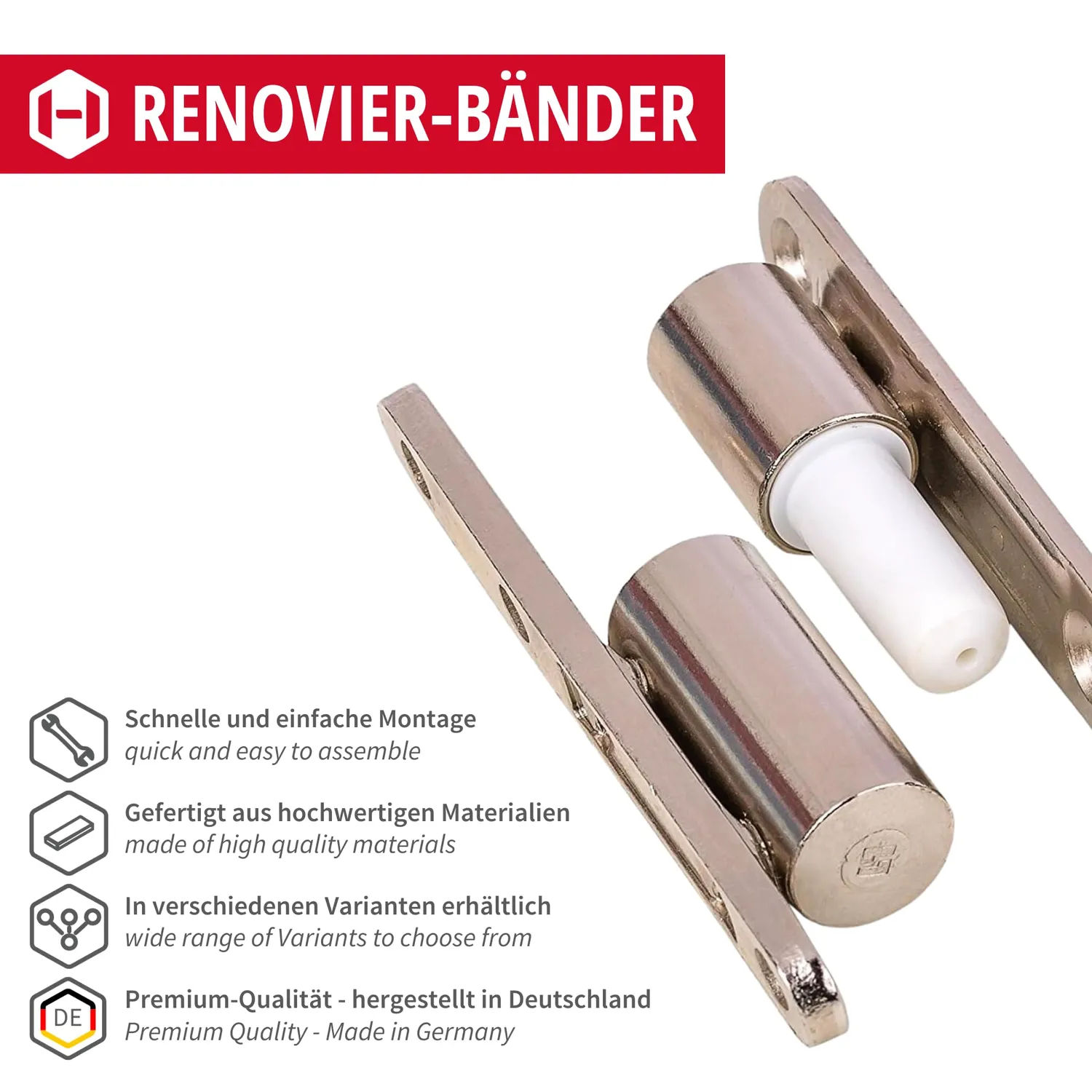 Gedotec cerniere porte legno 2 pezzi nichelato 15 mm