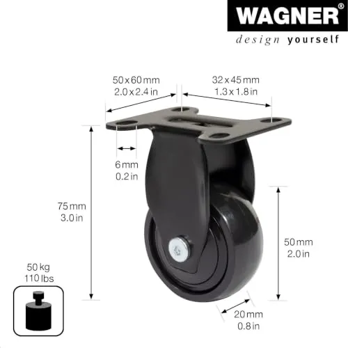 Wagner 3C 01245201 rullo fisso nero 1 pz 50 kg