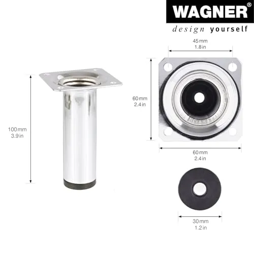 Wagner 1510 piede per mobili cromo 100 mm