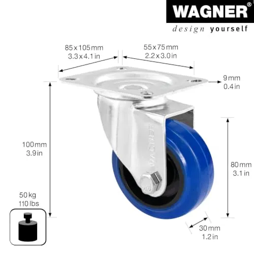 Wagner RO 6780 04678001 rotella girevole Ø 80 mm blu/nero 55 kg
