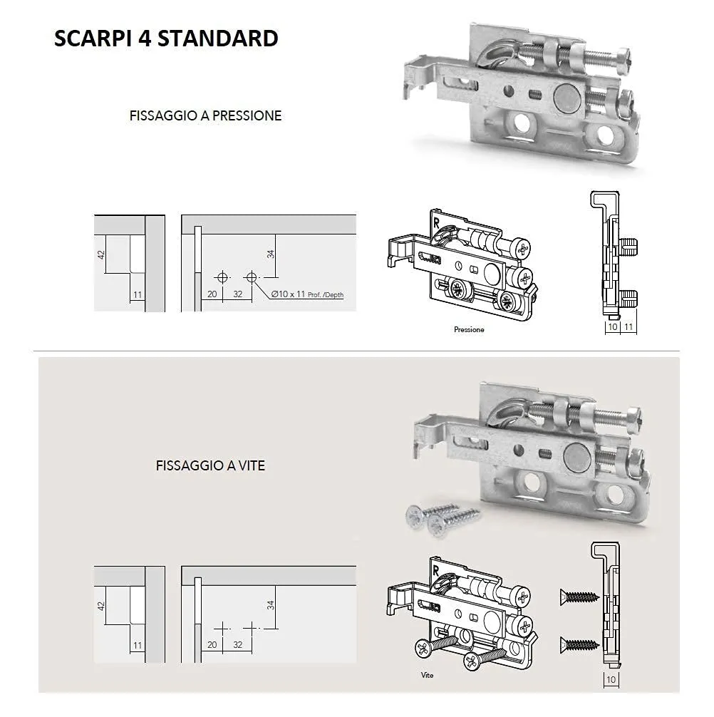 Indaux Scarpi 4 ganci pensili coppia anti tilt acciaio