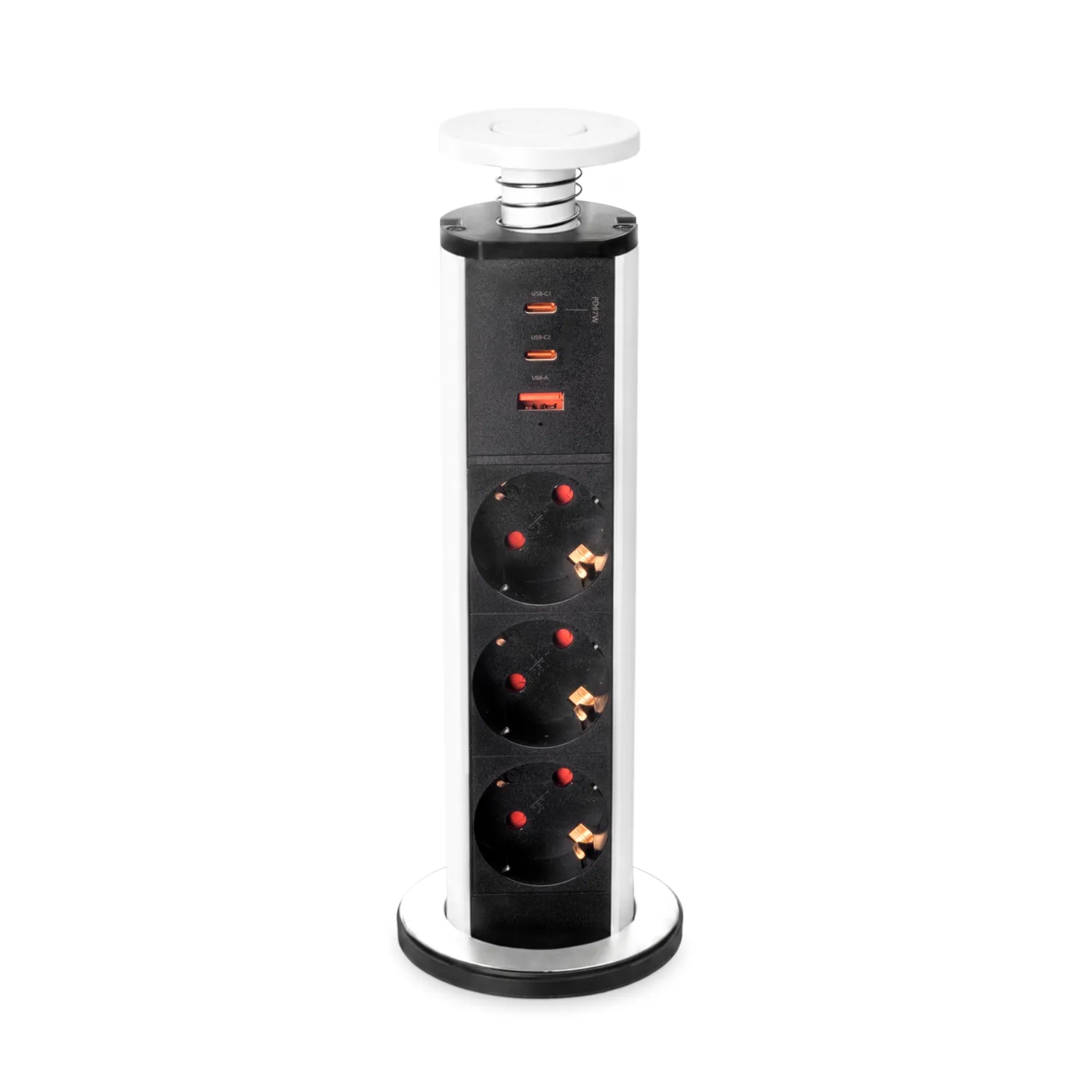 Emuca multipresa scomparsa 3 prese 2 USB nero Ø60