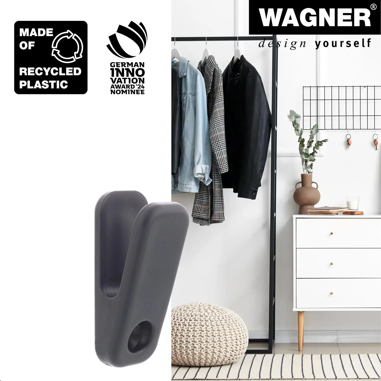 Wagner hooks4home Klammer EH 0470 gancio parete 85 mm plastica