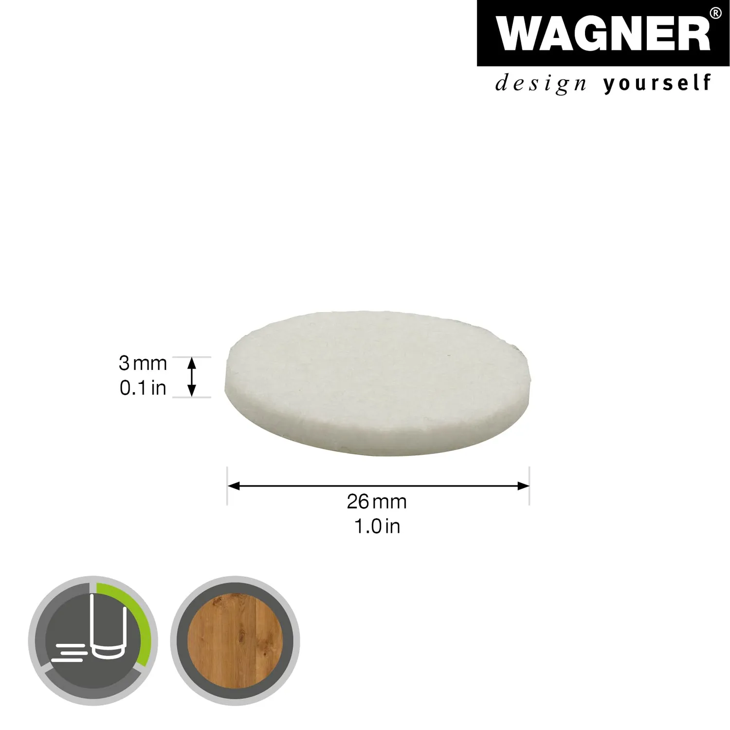 Wagner 15122699 feltrini adesivi bianchi 24 pezzi 26 mm