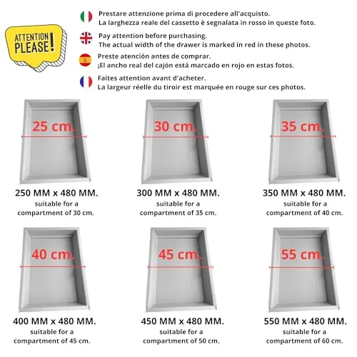 Indaux kit 4 cassetti ABS lavabili 250x480 mm guide rullo