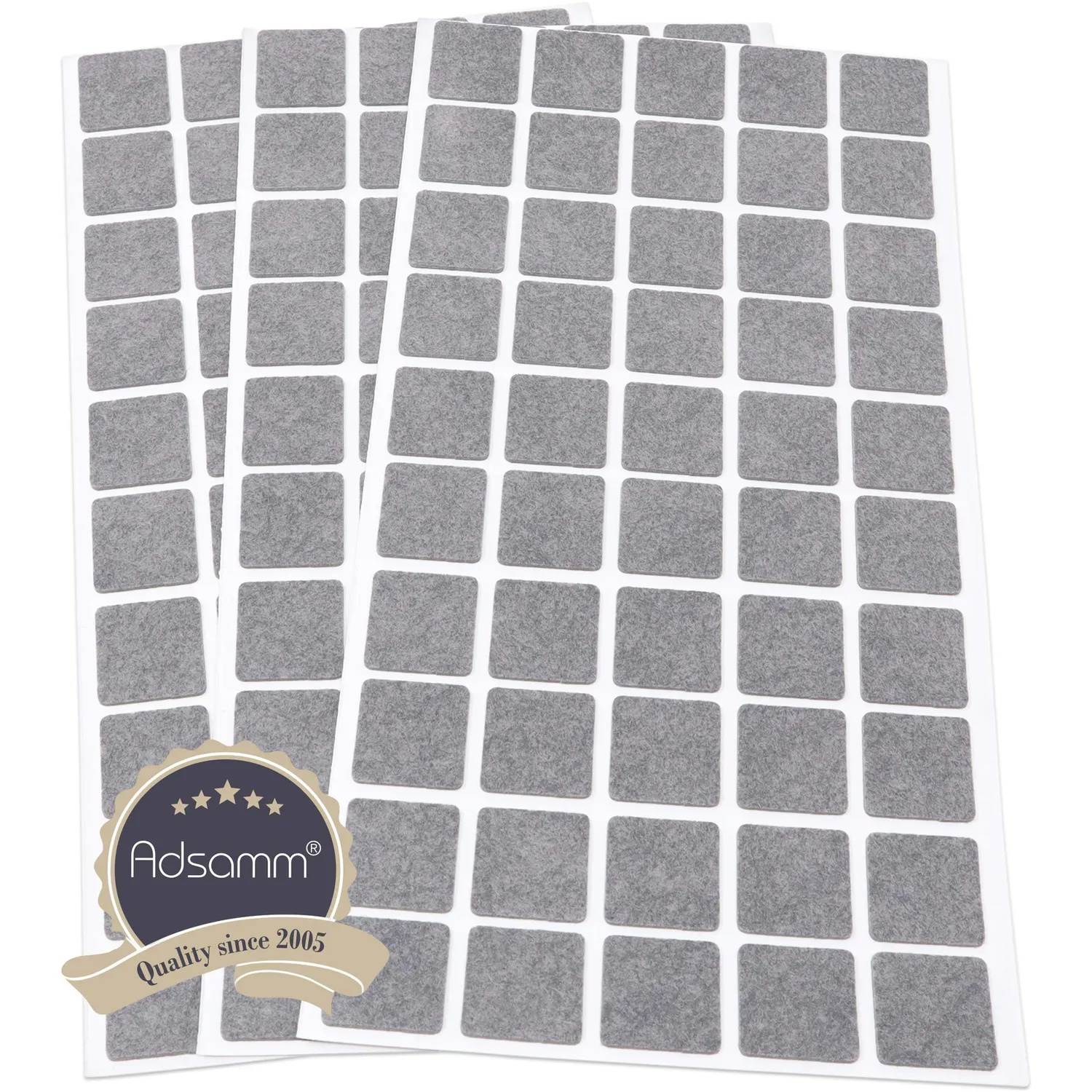 Adsamm Ultrasottili 20x20 mm Feltrini Autoadesivi 150 pz Grigi 1,5 mm