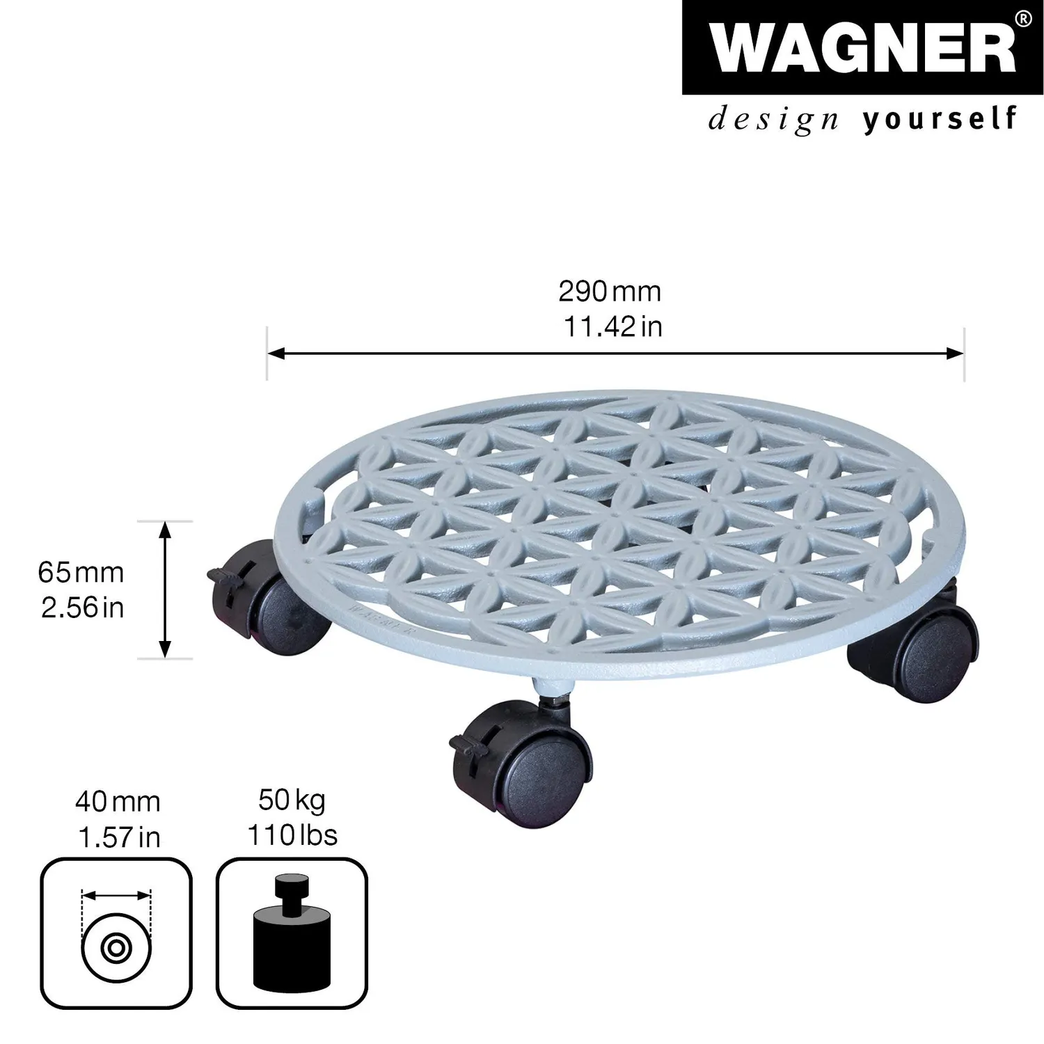 Wagner Flower of Life 20091901 carrello piante bianco Ø29 cm