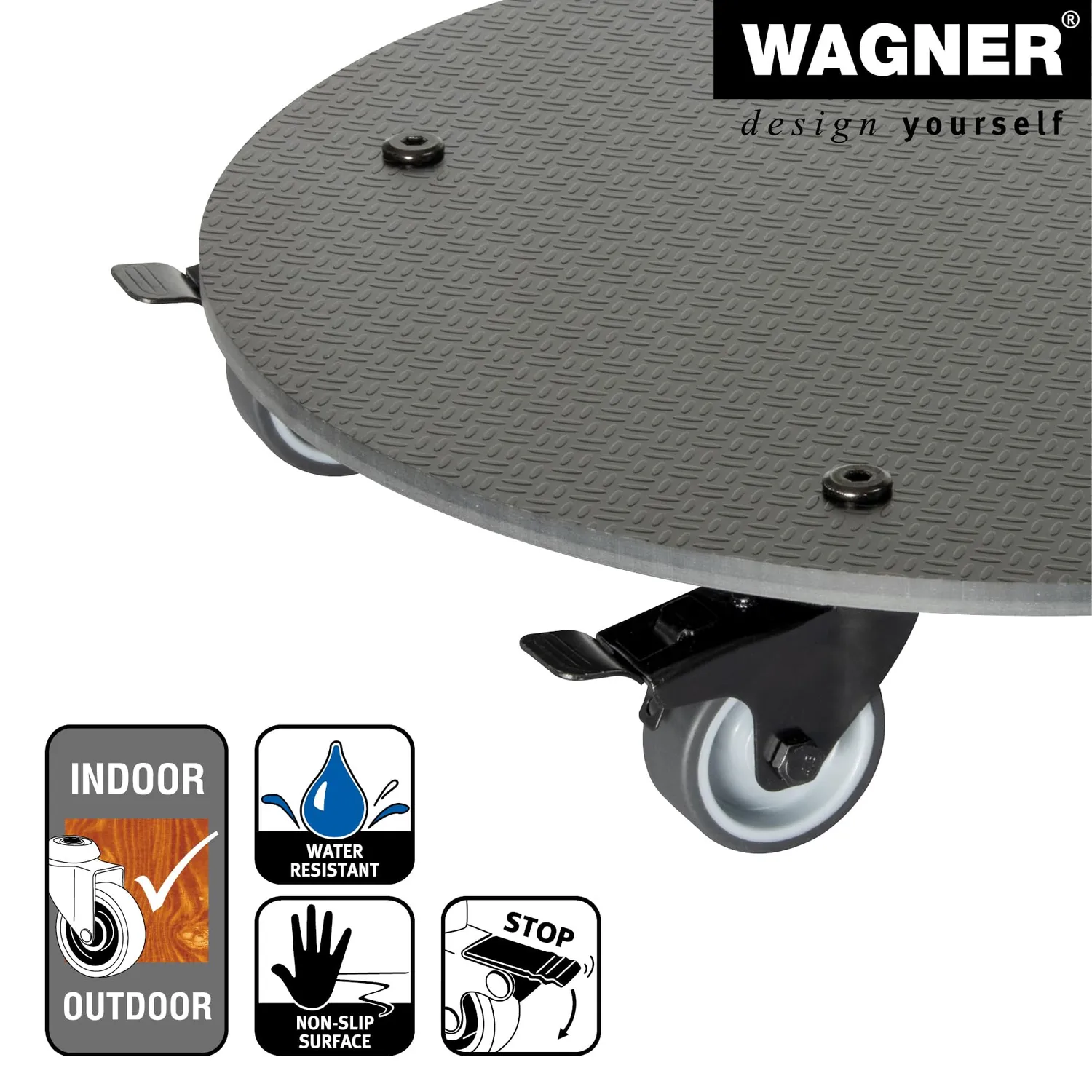 Wagner HPL GH 0630 sottovaso con ruote Ø 38 cm 100 kg nero