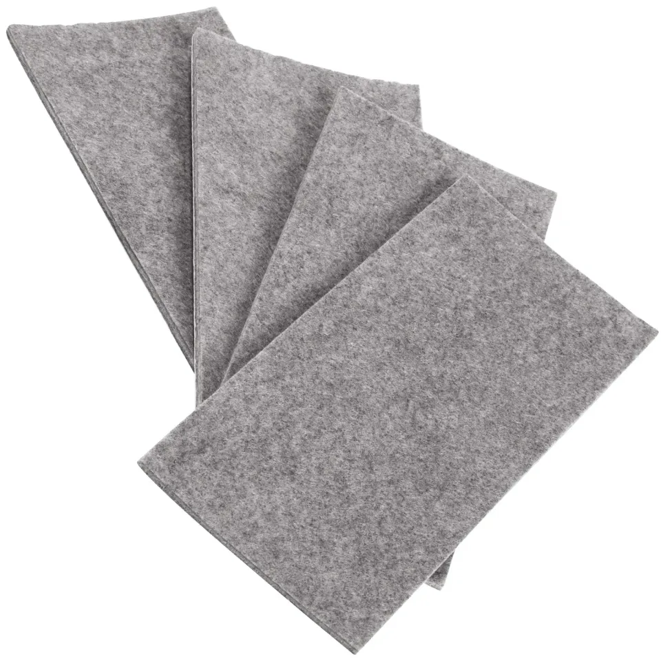 Adsamm Fogli Feltro 80x180 mm 4 Pezzi Rettangolari Grigi Autoadesivi
