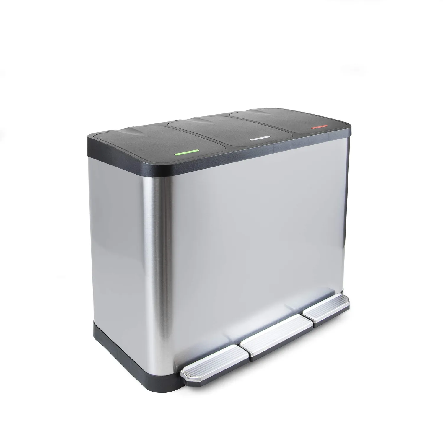 Emuca Harmony pattumiera 3 scomparti 45L acciaio soft