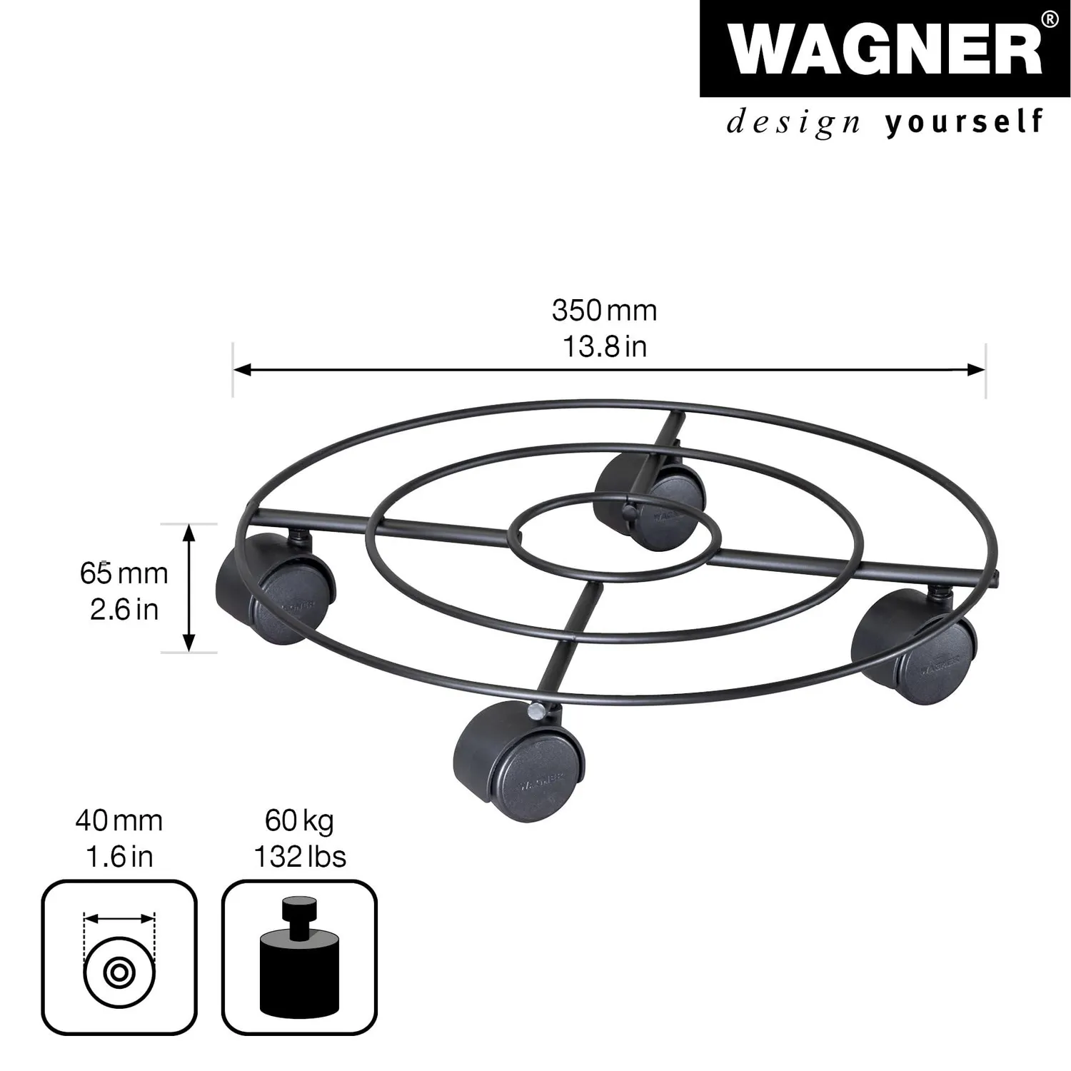 Wagner DRAHT GH 0945 carrello piante tondo 35 cm 60 kg
