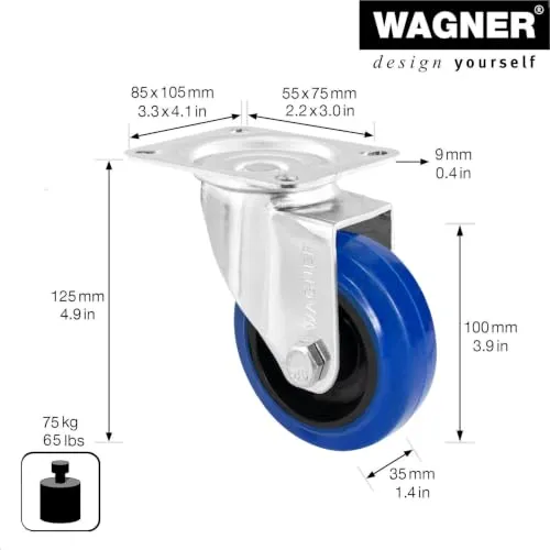 Wagner 04670001 rotella girevole morbida Ø 100 mm portata 75 kg