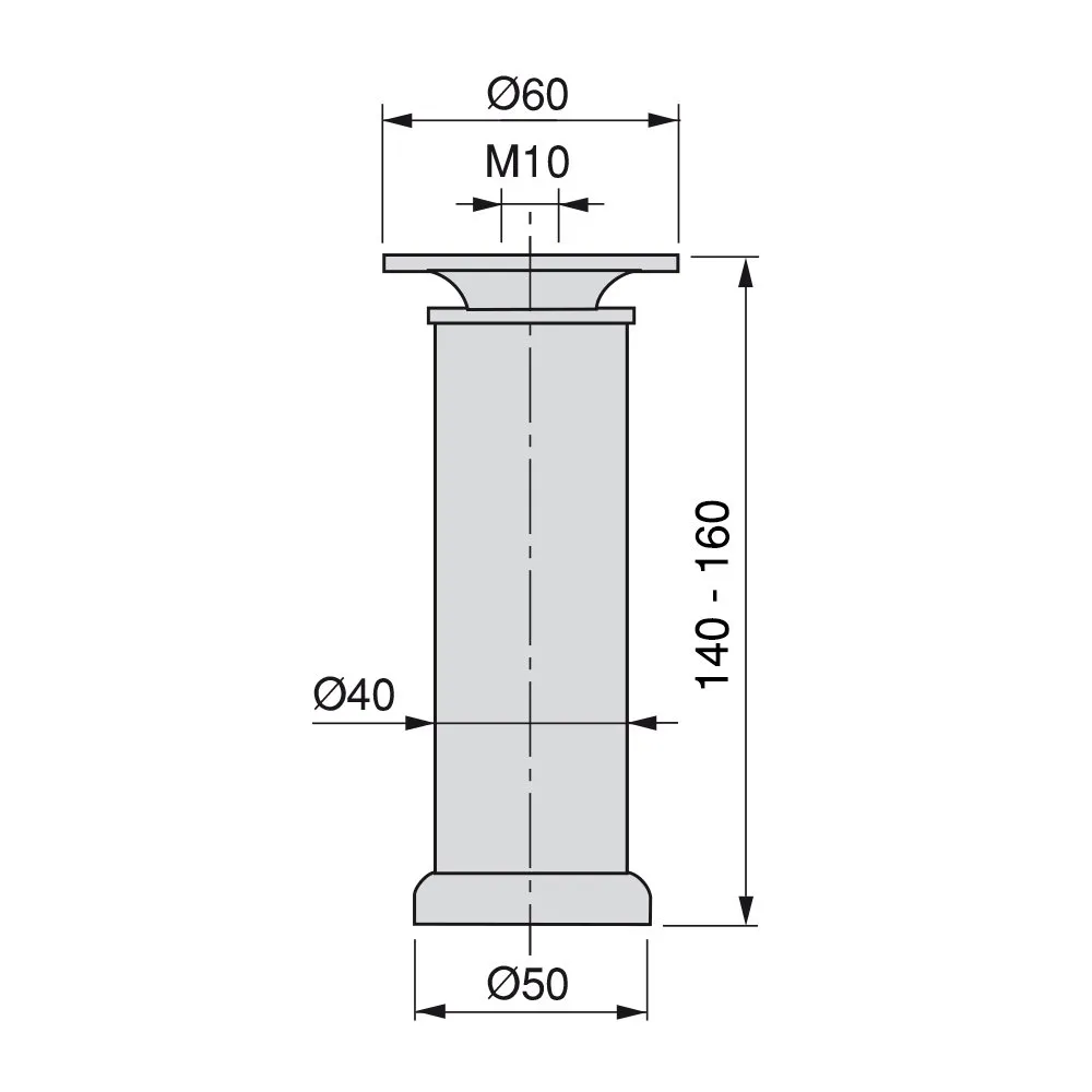 Emuca Piedini Regolabili Alluminio 40x140 mm 4 Pezzi