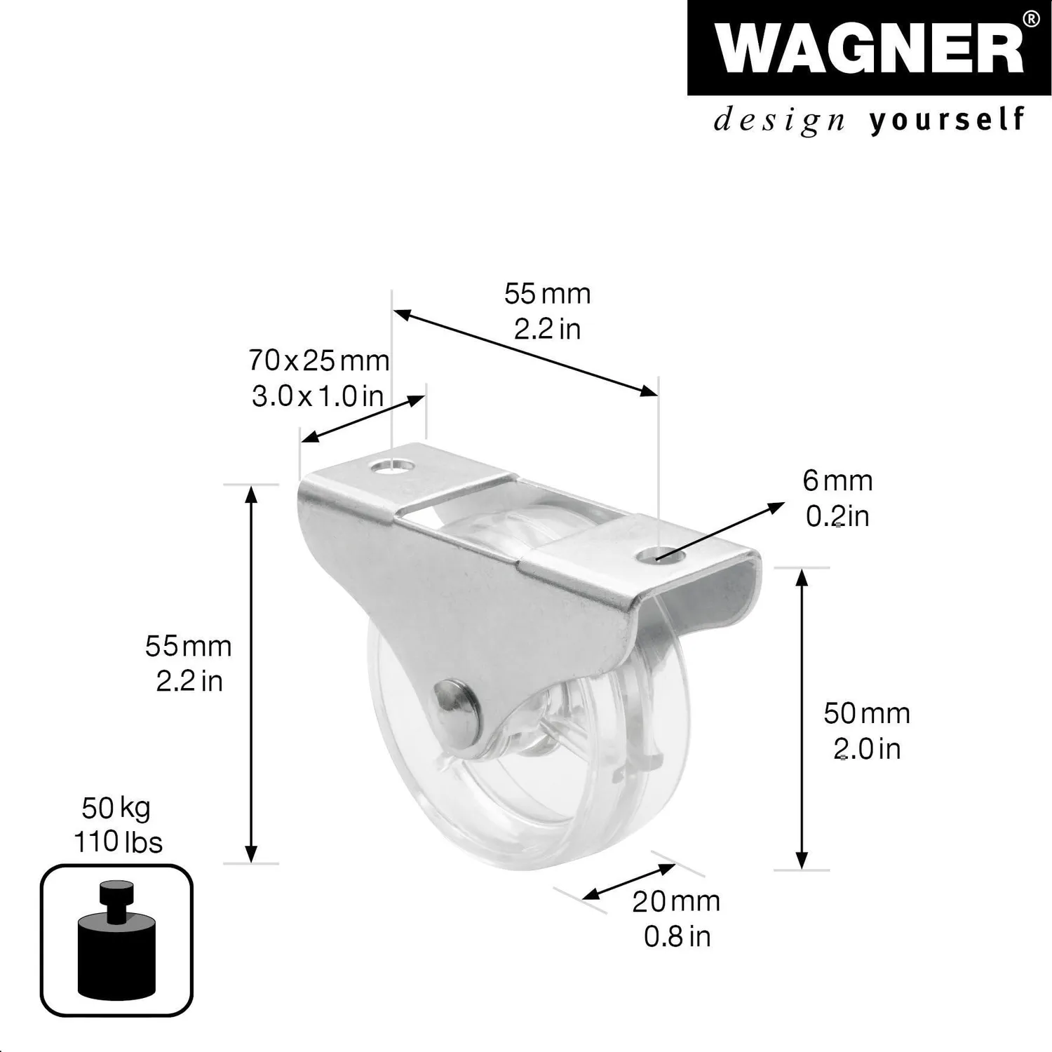 Wagner Design 01055701 rotella fissa trasparente 50 mm 1 pz