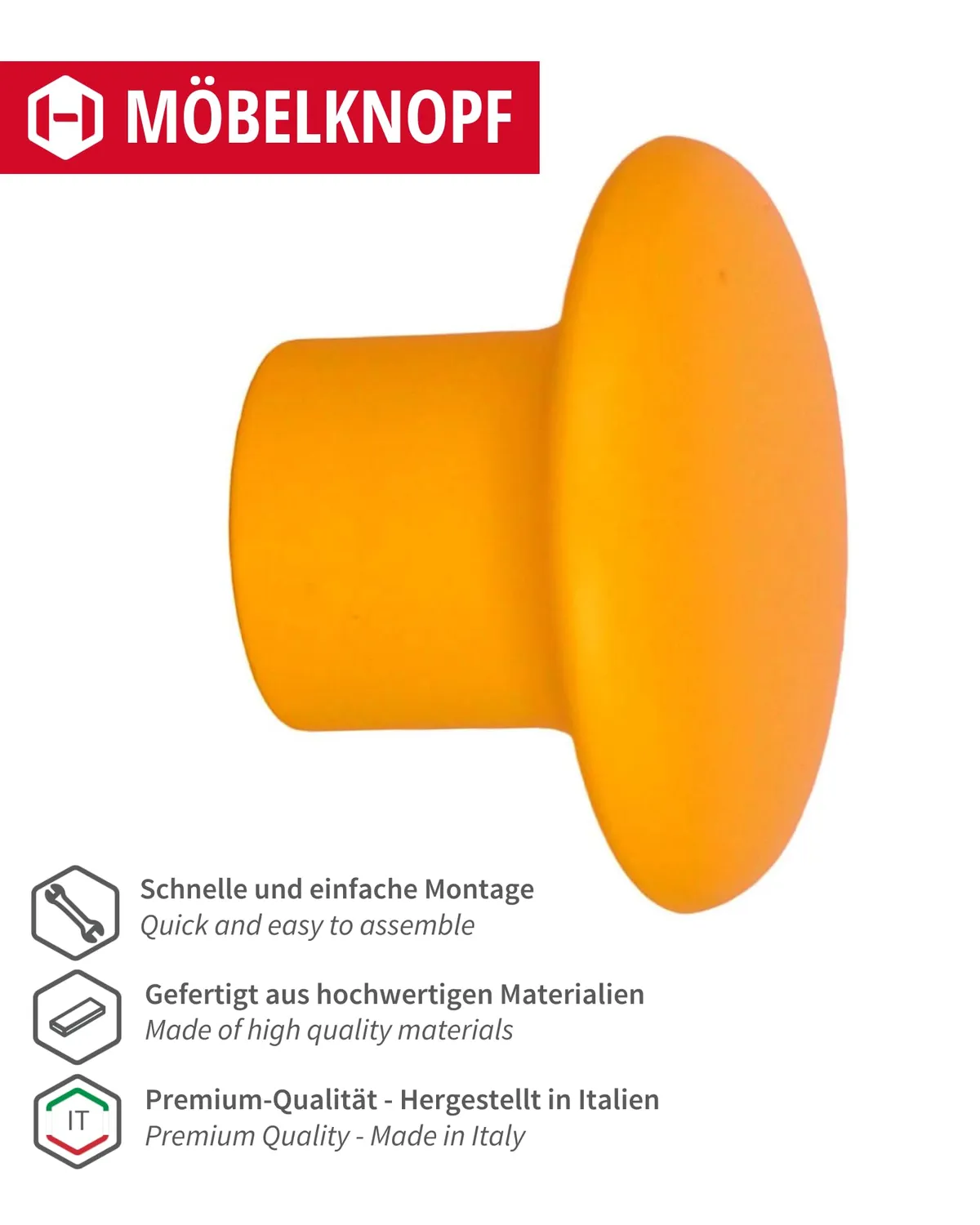 Gedotec pomello cameretta 32 mm plastica arancione 1 pz