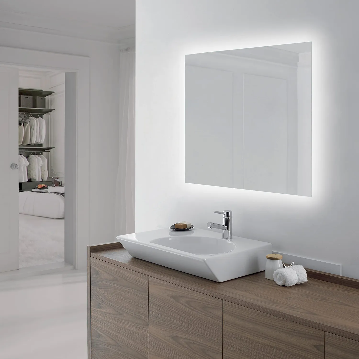 Emuca specchio LED 800x600 rettangolare 14W 4000K IP44 vetro