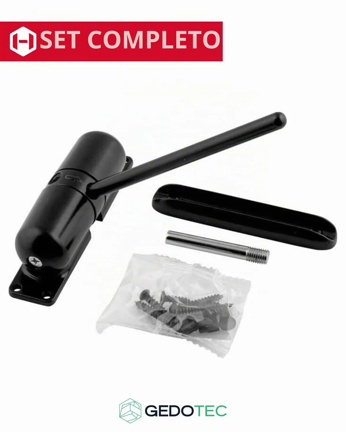 Gedotec Chiudiporta Molla Acciaio Nero 120mm 60Kg
