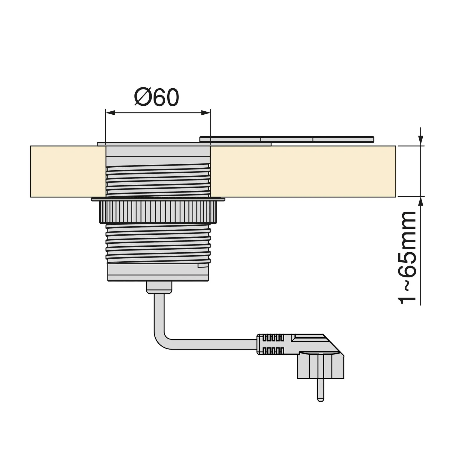 Emuca multipresa da incasso schuko+USB foro 60 mm inox