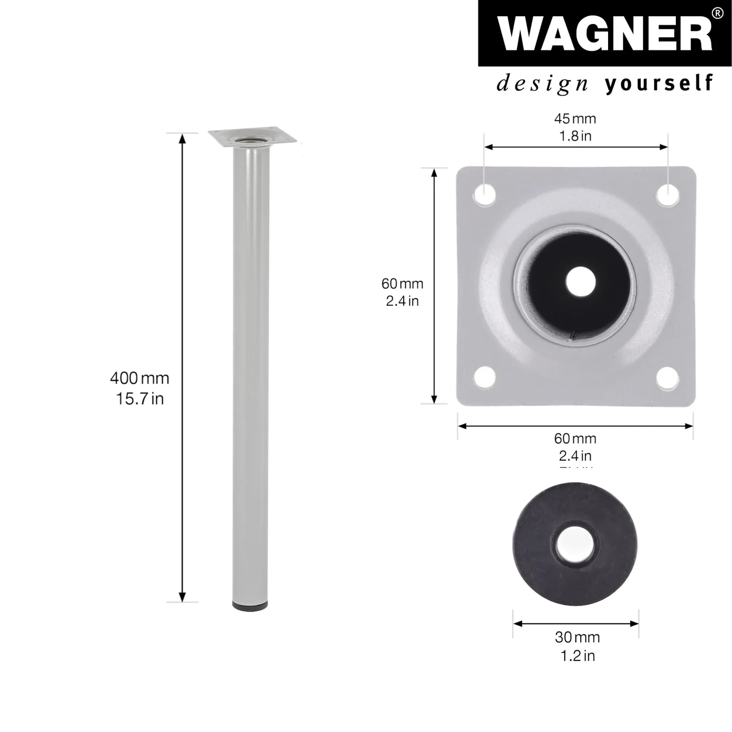 Wagner Classic ST 1240 gamba mobili 400 mm argento