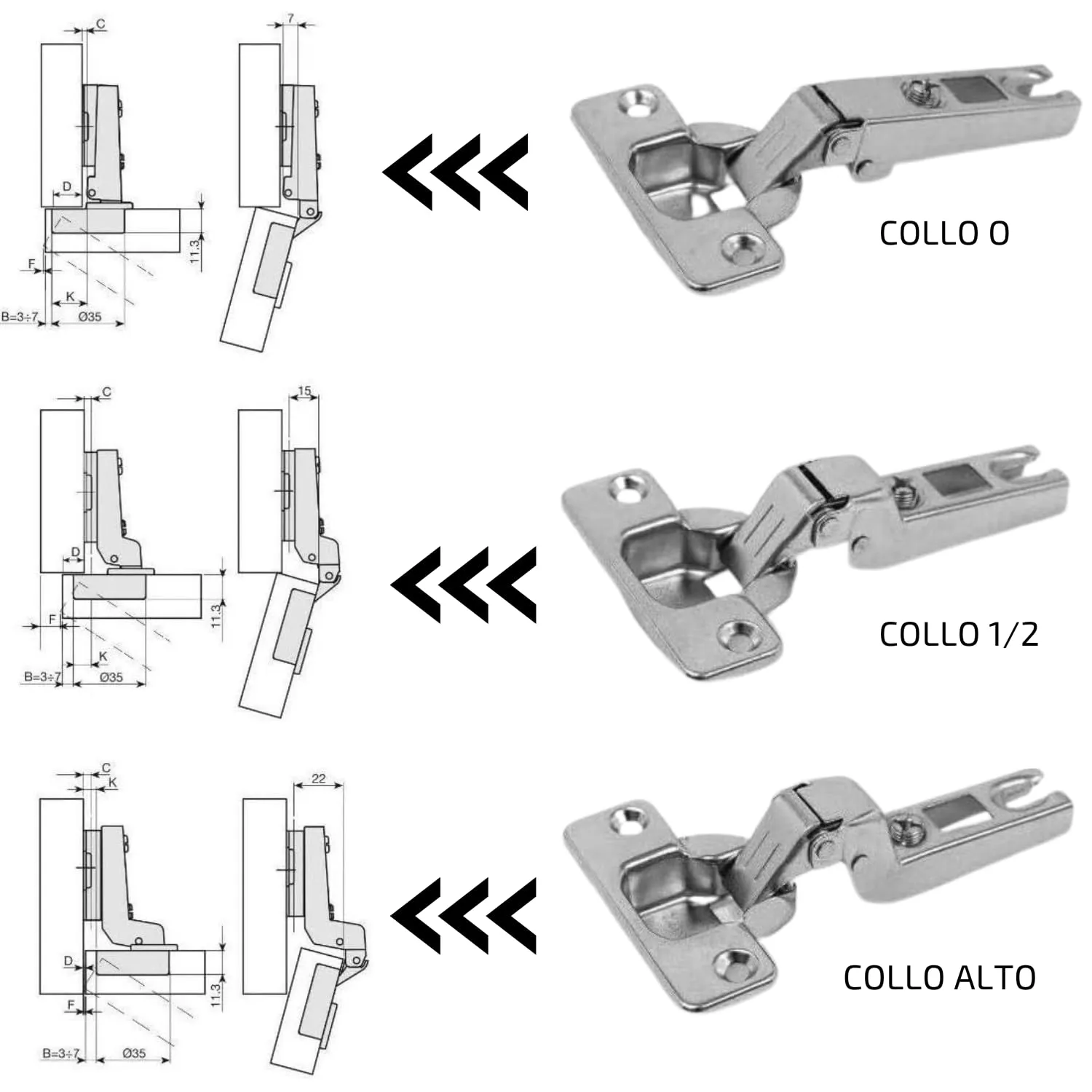 Indaux Slide On cerniere 35 mm collo dritto basetta H0 4 pezzi