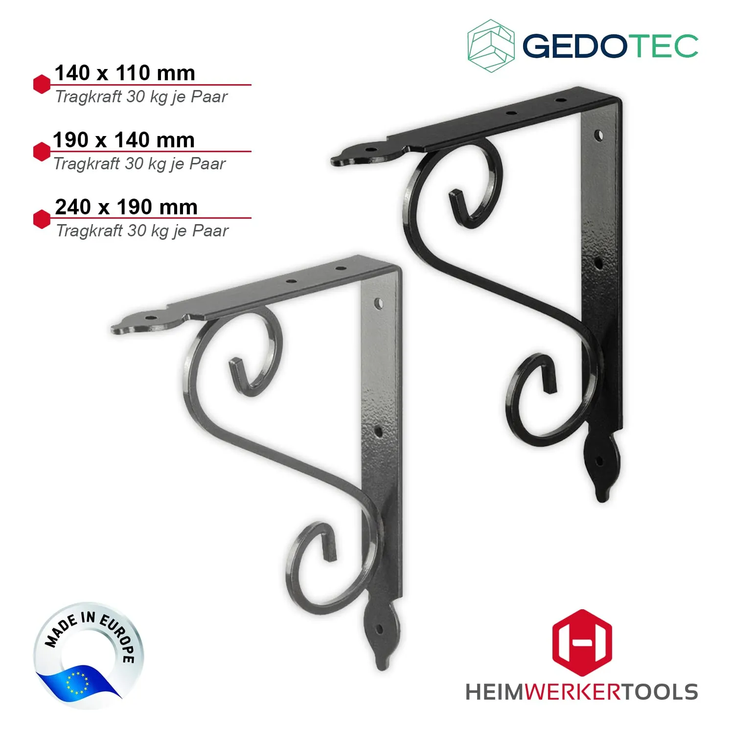 Gedotec Smithy reggimensola 140x110 mm nero 1 pezzo