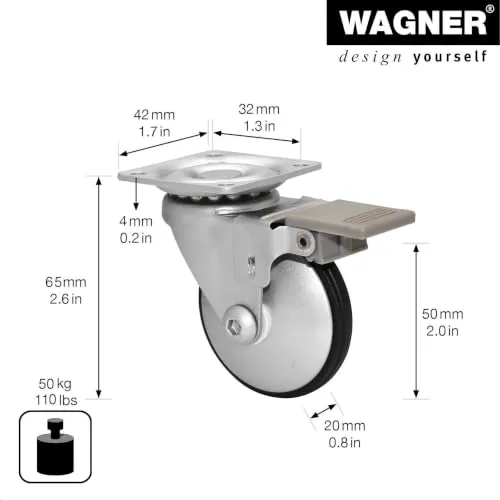 Wagner RO 3253 rotella design con freno 50 mm alluminio
