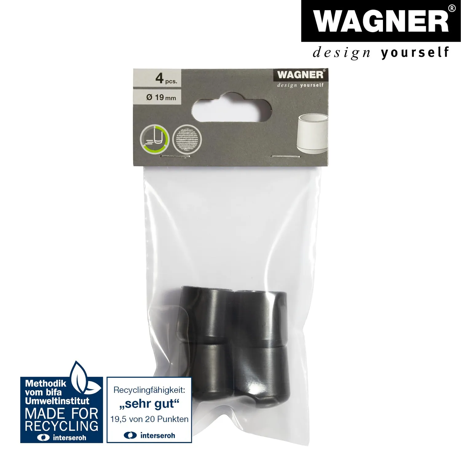 Wagner EH 0619 tappi per tubi 4 pezzi Ø19/25 mm neri scorrevoli