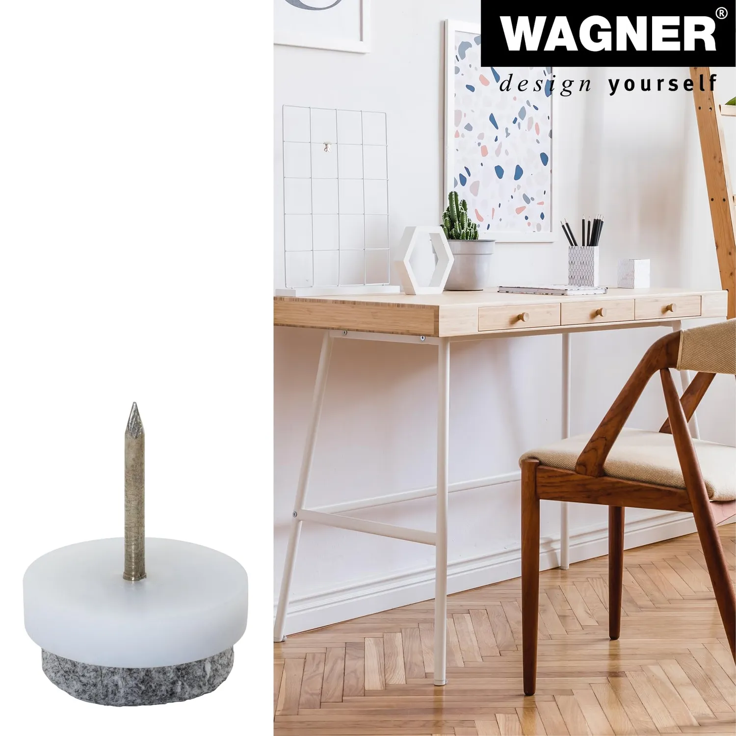 Wagner EH 0817 feltrini da inchiodare 4 pezzi Ø17 mm bianchi