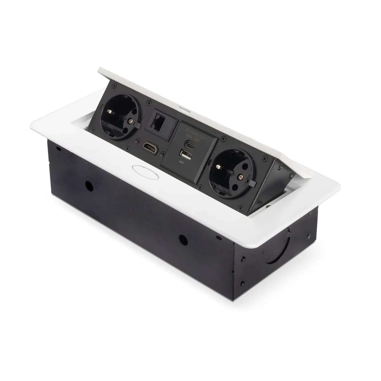 Emuca Ciabatta Scrivania Incasso 265x120 Bianco 2 Spine USB-C