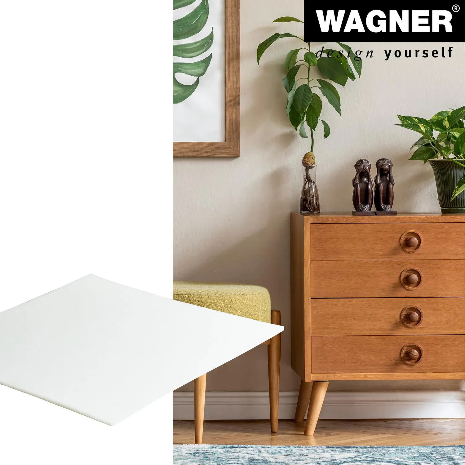 Wagner 15176199 Piastra Feltro Adesiva 200x200 Bianca