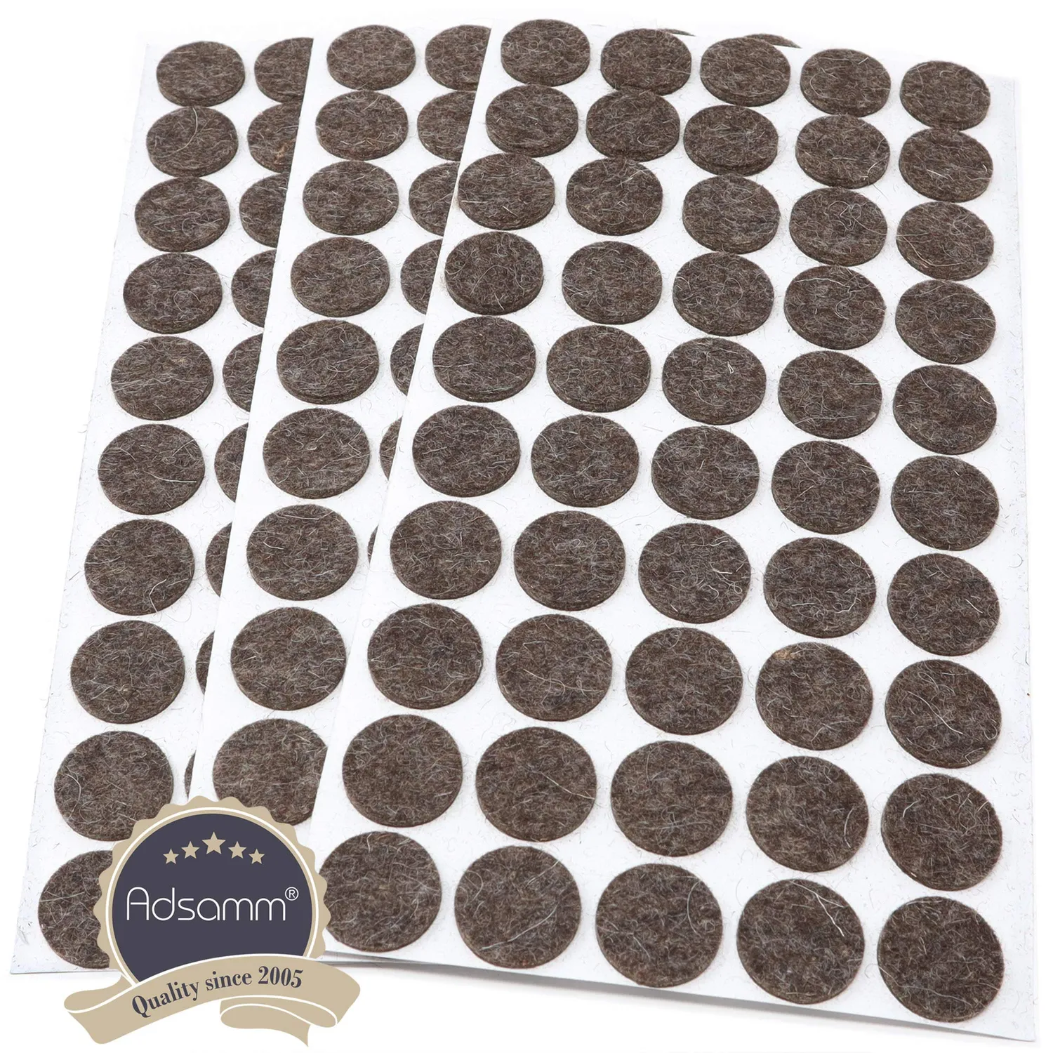 Adsamm Feltrini Ø 22 mm Marroni 150 Pezzi in Lana