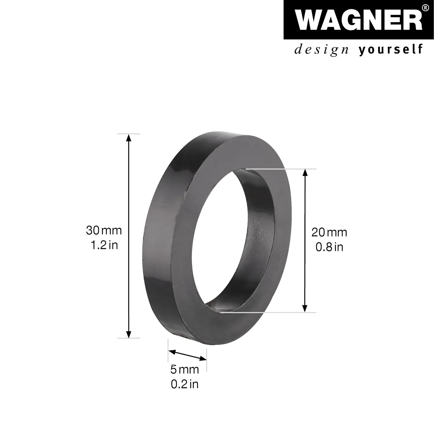 Wagner RO 0450 distanziatore 2 pezzi 30x5 mm foro 20 mm nera