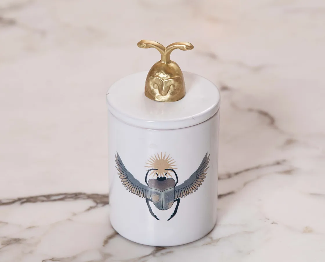 NIVA Design Totem Animals Pavone candela quarzo ialino profumata