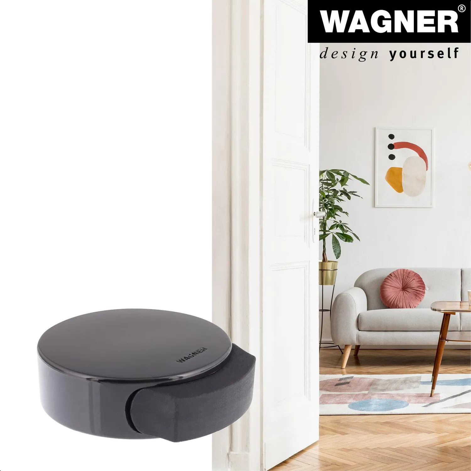 Wagner Black Deluxe EH 5106 Fermaporta Pavimento Nero Ø 50 mm