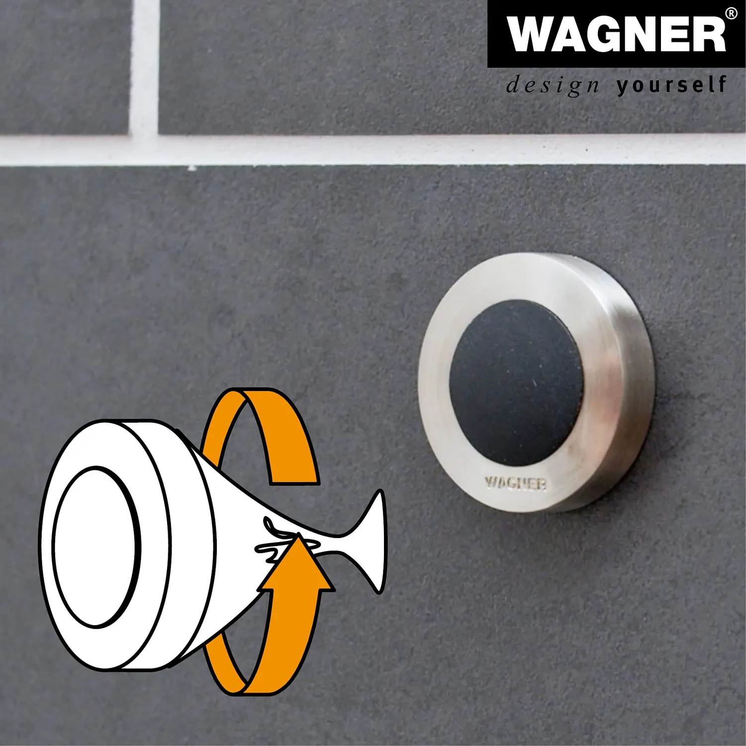 Wagner 15514011 Fermaporta Muro Ø38mm Effetto Inox