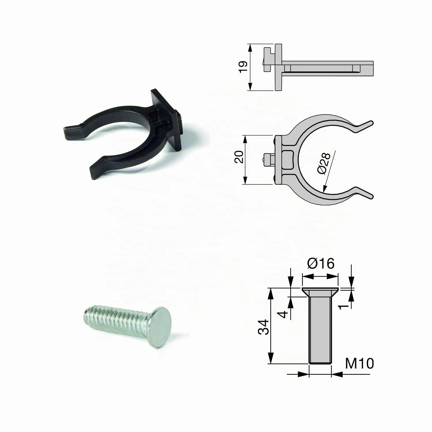 Emuca piedini regolabili H 100 mm neri set 4 pezzi
