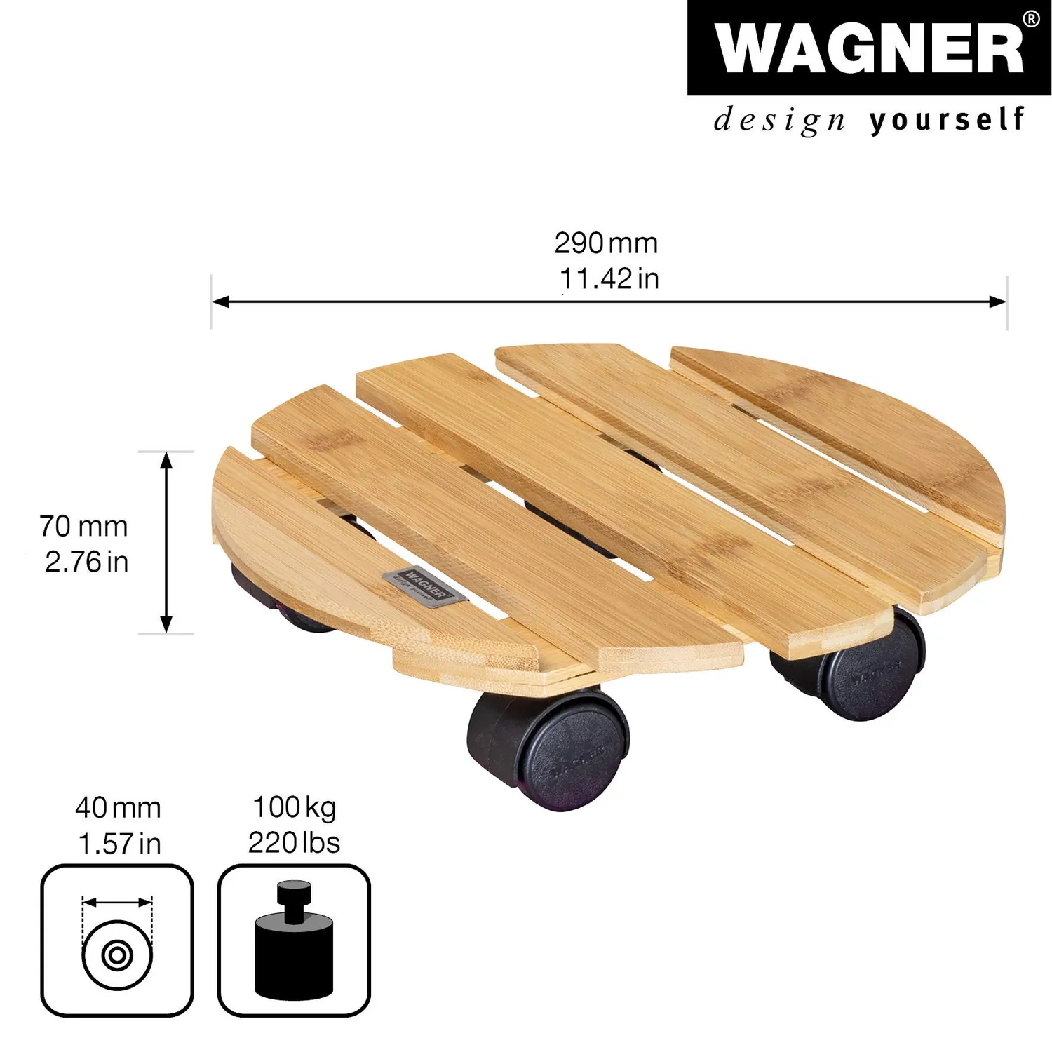 Wagner Design Yourself 20026701 carrello piante bamboo 29 cm