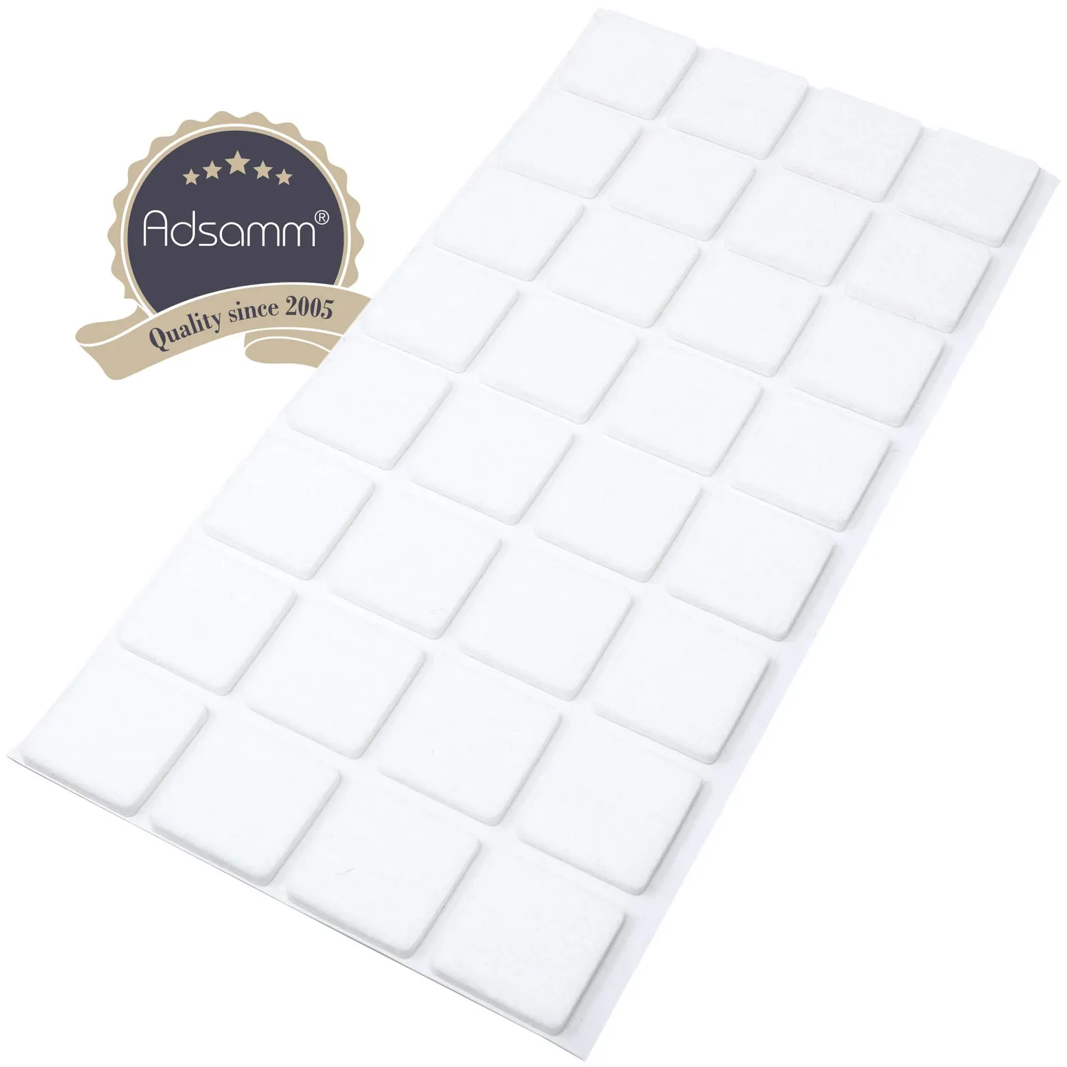Adsamm feltrini autoadesivi bianchi quadrati 25x25 mm 32 pezzi